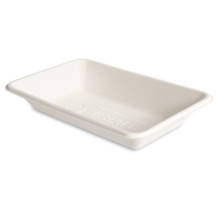 Herald Bagasse Chip Tray 8.7x5.2x1.5" White (C3)