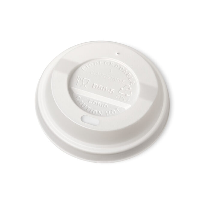 Herald Sip Through CPLA Domed Lids 8oz White