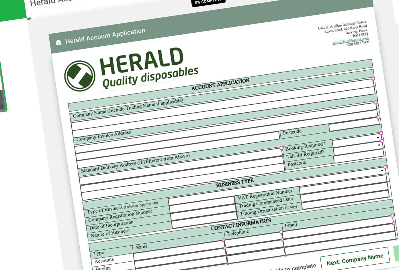 Herald App Form